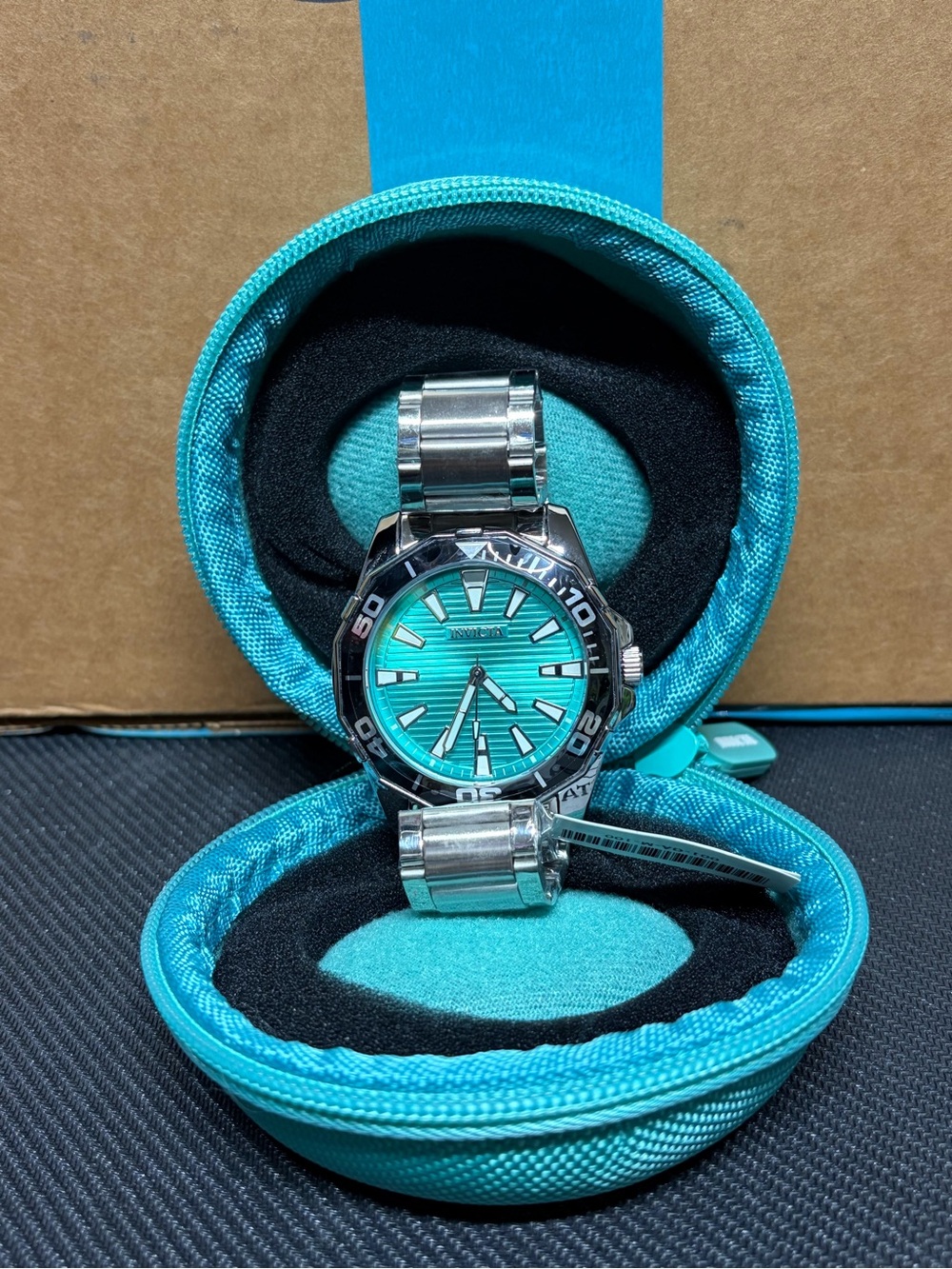Invicta Pro Diver Meridian 001-GA-M-100 46mm Mens Watch Aqua Dial Bundle